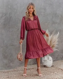 COLL-001 Lena Satin Midi Dress - Marsala - FINAL SALE