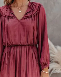 COLL-001 Lena Satin Midi Dress - Marsala - FINAL SALE -clothes Sales Lenasatinmididresschampagne marsala 6