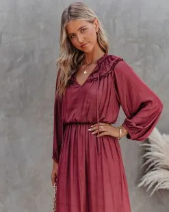 COLL-001 Lena Satin Midi Dress - Marsala - FINAL SALE -clothes Sales Lenasatinmididresschampagne marsala 7