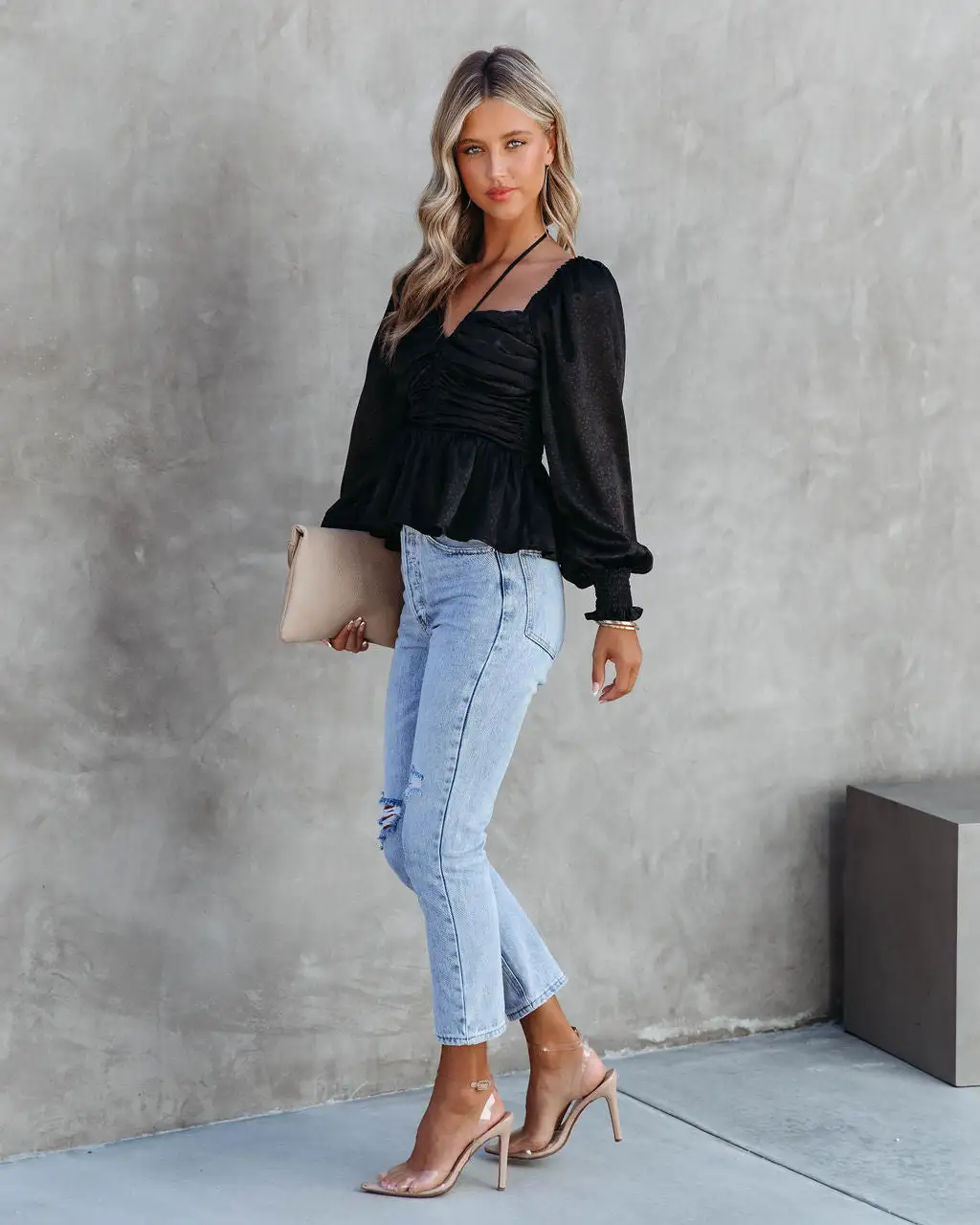 Let Me Be The One Satin Ruched Top - Black - FINAL SALE 5 Let Me Be The One Satin Ruched Top - Black - FINAL SALE - Image 5