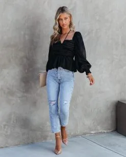 Let Me Be The One Satin Ruched Top - Black - FINAL SALE 8 Let Me Be The One Satin Ruched Top - Black - FINAL SALE -clothes Sales LetMeBeTheOneSatinRuchedTopBlack6