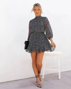 TYCH-001 Leyla Polka Dot Shimmer Dress - Black - FINAL SALE -clothes Sales LeylaPolkaDotShimmerDressBlack16