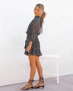 TYCH-001 Leyla Polka Dot Shimmer Dress - Black - FINAL SALE -clothes Sales LeylaPolkaDotShimmerDressBlack22