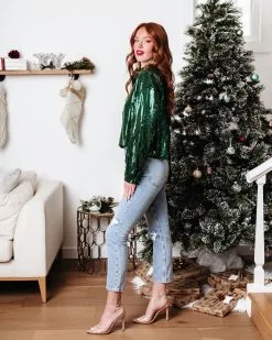 MABL-001 Life Is A Fiesta Sequin Fringe Jacket - Green - FINAL SALE -clothes Sales Lifeisafiestasequinfringejacketgreen2