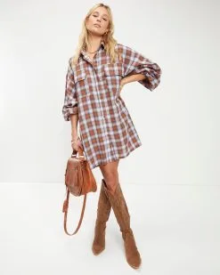 Like It Or Not Plaid Button Down Shirt Dress - FINAL SALE