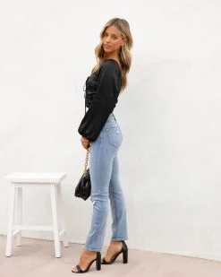 CHRY-001 Lila Grace Satin Lace Up Crop Top - Black - FINAL SALE -clothes Sales LilaGraceSatinLaceUpCropTopBlack11