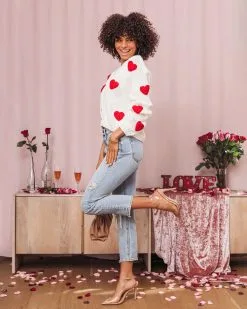 Listen To Your Heart Knit Button Front Cardigan - Ivory - SALE -clothes Sales ListenToYourHeartKnitButtonFrontCardigan Ivory 31