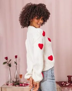Listen To Your Heart Knit Button Front Cardigan - Ivory - SALE -clothes Sales ListenToYourHeartKnitButtonFrontCardigan Ivory 41