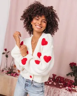Listen To Your Heart Knit Button Front Cardigan - Ivory - SALE