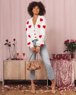 Listen To Your Heart Knit Button Front Cardigan - Ivory - SALE -clothes Sales ListenToYourHeartKnitButtonFrontCardigan Ivory 7