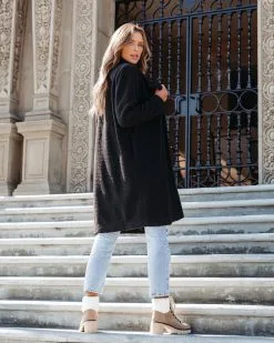 ACOA-001 Living And Dreaming Pocketed Teddy Coat - Black - FINAL SALE -clothes Sales LivingandDreamingpocketedteddycoatblack3