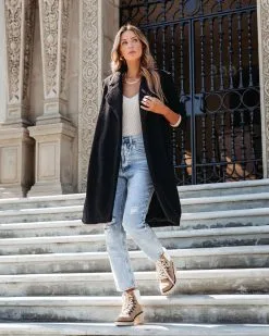 ACOA-001 Living And Dreaming Pocketed Teddy Coat - Black - FINAL SALE -clothes Sales LivingandDreamingpocketedteddycoatblack4