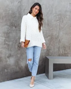 Lonely World Cable Knit Sweater - Ivory - FINAL SALE -clothes Sales LonelyWorldCableKnitSweater Ivory 2