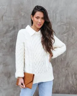 Lonely World Cable Knit Sweater - Ivory - FINAL SALE -clothes Sales LonelyWorldCableKnitSweater Ivory 7