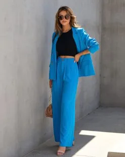 AAA-001 Long Shot Pocketed Wide Leg Pants - Aqua Blue - FINAL SALE -clothes Sales LongShotPocketedWideLegPantsAquaBlue85