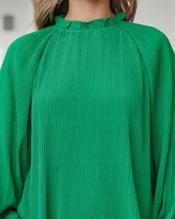 &MER-001 Lopez Plisse Mini Dress - Emerald - FINAL SALE -clothes Sales LopezPlisseMiniDressEmerald41