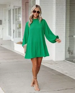 &MER-001 Lopez Plisse Mini Dress - Emerald - FINAL SALE -clothes Sales LopezPlisseMiniDressEmerald8