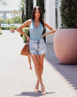 POL-001 Louella Ribbed Racerback Bodysuit - Slate - FINAL SALE 13 POL-001 Louella Ribbed Racerback Bodysuit - Slate - FINAL SALE -clothes Sales LouellaRibbedRacerbackBodysuitSlate13