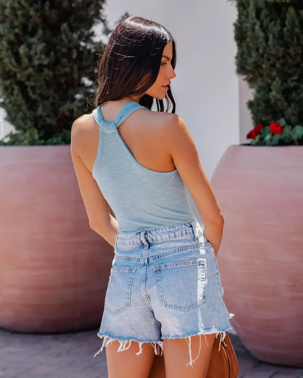 POL-001 Louella Ribbed Racerback Bodysuit - Slate - FINAL SALE 2 POL-001 Louella Ribbed Racerback Bodysuit - Slate - FINAL SALE - Image 2