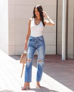 POL-001 Louella Ribbed Racerback Bodysuit - White - FINAL SALE 11 POL-001 Louella Ribbed Racerback Bodysuit - White - FINAL SALE -clothes Sales LouellaRibbedRacerbackBodysuitWhite12