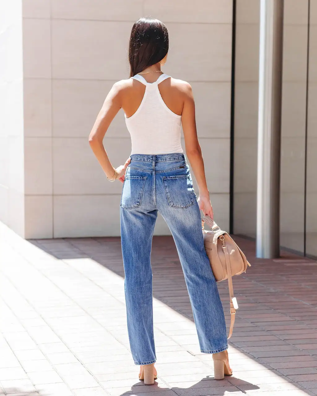 POL-001 Louella Ribbed Racerback Bodysuit - White - FINAL SALE 2 POL-001 Louella Ribbed Racerback Bodysuit - White - FINAL SALE - Image 2