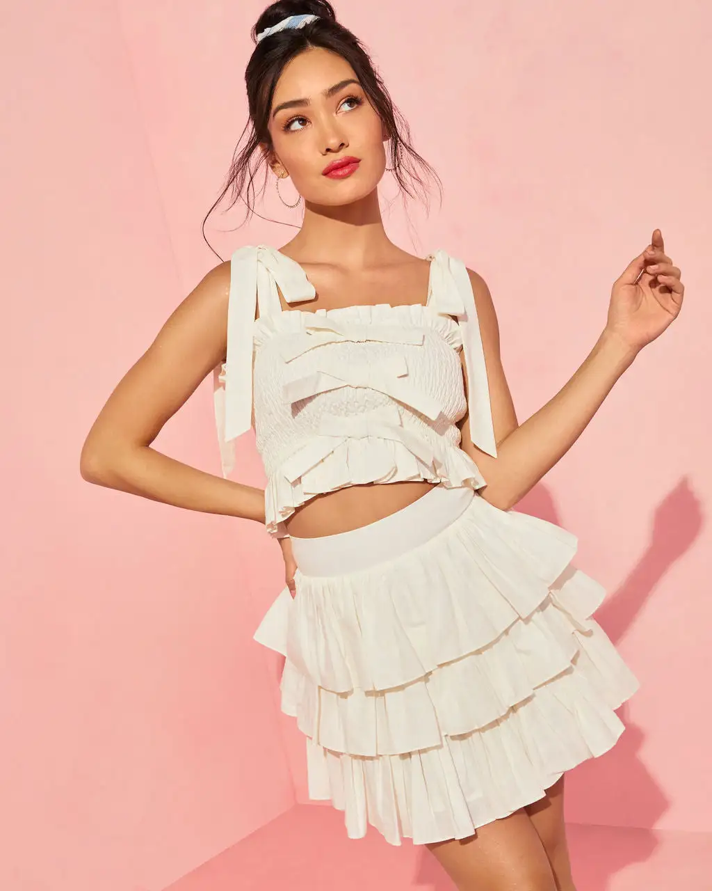 Love For You Bow Linen Blend Smocked Top - White 4 Love For You Bow Linen Blend Smocked Top - White - Image 4