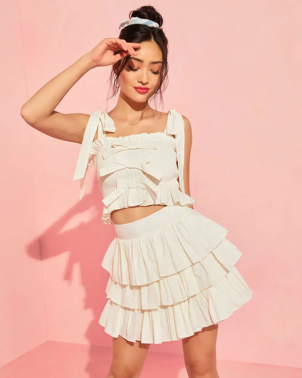 Love For You Bow Linen Blend Smocked Top - White 6 Love For You Bow Linen Blend Smocked Top - White - Image 6