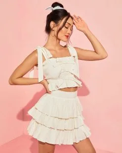 Love For You Bow Linen Blend Smocked Top - White