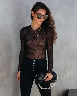 Lucky Star Sheer Long Sleeve Top - Black - FINAL SALE -clothes Sales LuckyStarsSheerLongSleeveTopBlack16