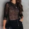 Lucky Star Sheer Long Sleeve Top - Black - FINAL SALE