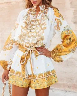 Luxurious Escape Printed Balloon Sleeve Button Down Top - FINAL SALE 12 Luxurious Escape Printed Balloon Sleeve Button Down Top - FINAL SALE -clothes Sales Luxuriousescapeprintedtwopiece115