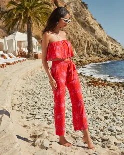 Maldives Floral Pocketed Tie Pants - LAST CHANCE