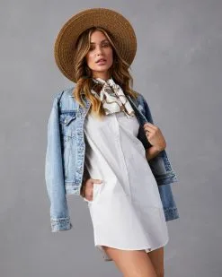 Powell Button Front Sleeveless Mini Dress - White -clothes Sales MD4168G WHITE 10400