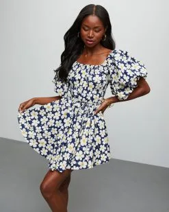 Sweet Daisies Mini Dress - Navy -clothes Sales MDR2311 VC NAVYFLORAL 6205
