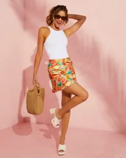 PROM-001 Livia Satin Mini Skirt –Orange Multi  -clothes Sales MWT6062 ORANGE 4485 41def9dd 72b1 480c a307 05712506c209