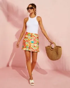 PROM-001 Livia Satin Mini Skirt –Orange Multi  -clothes Sales MWT6062 ORANGE 4494 6a8aac85 9f56 4ada 87ac 730b67c171be