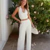 OLIA-001 Madonna Plisse Wide Leg Pants - White