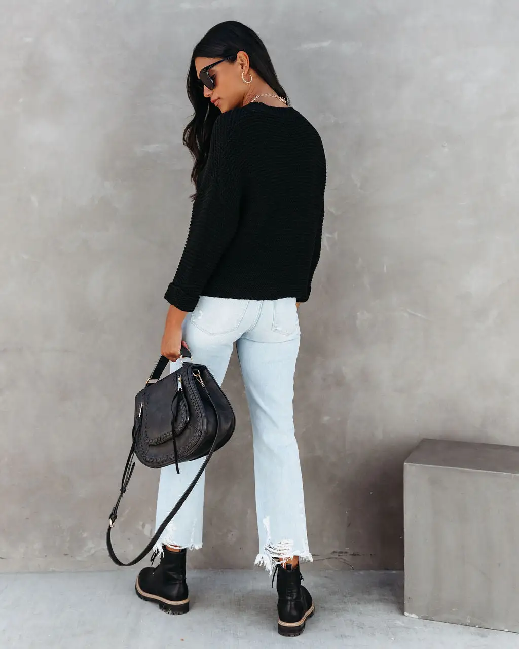 Maggie Relaxed Knit Pullover - Black - FINAL SALE 2 Maggie Relaxed Knit Pullover - Black - FINAL SALE - Image 2