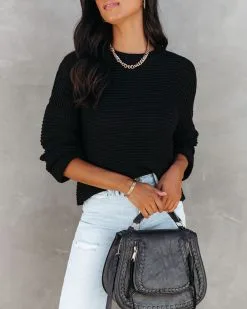 Maggie Relaxed Knit Pullover - Black - FINAL SALE