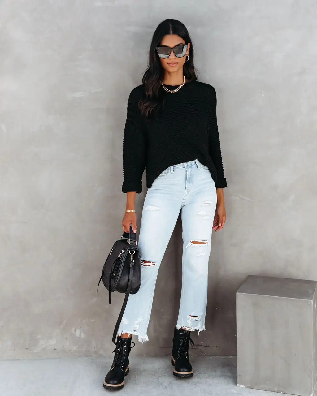 Maggie Relaxed Knit Pullover - Black - FINAL SALE 6 Maggie Relaxed Knit Pullover - Black - FINAL SALE - Image 6