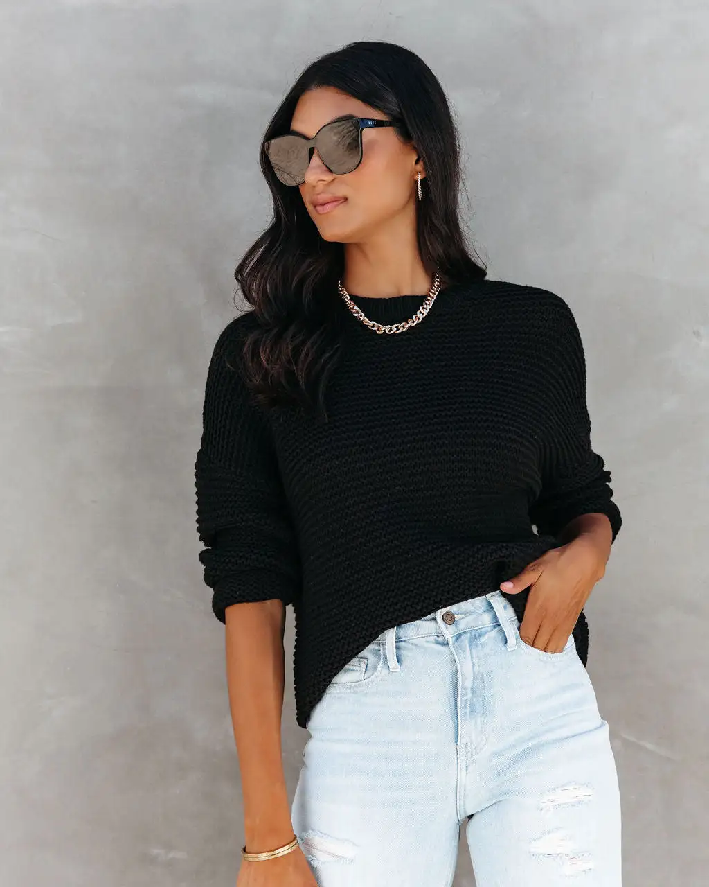 Maggie Relaxed Knit Pullover - Black - FINAL SALE 9 Maggie Relaxed Knit Pullover - Black - FINAL SALE - Image 9