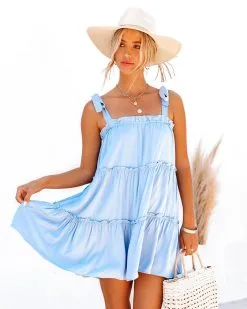 GILL-001 Main Squeeze Tiered Babydoll Dress - Blue - FINAL SALE -clothes Sales MainSqueezeTieredBabydollDressBlue110
