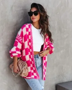 Make A Move Checkered Knit Cardigan - FINAL SALE