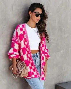 Make A Move Checkered Knit Cardigan - FINAL SALE -clothes Sales MakeAMoveCheckeredKnitCardigan58