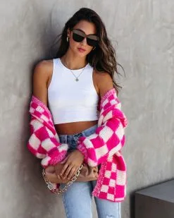 Make A Move Checkered Knit Cardigan - FINAL SALE -clothes Sales MakeAMoveCheckeredKnitCardigan70