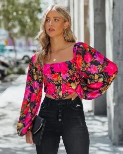 Malyssa Floral Cropped Corset Blouse - FINAL SALE