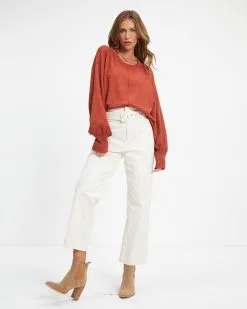 Marcela Knit Pullover Sweater - Rust - FINAL SALE -clothes Sales Marcela Knit Pullover Sweater Rust 1410