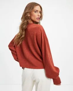 Marcela Knit Pullover Sweater - Rust - FINAL SALE -clothes Sales Marcela Knit Pullover Sweater Rust 1453