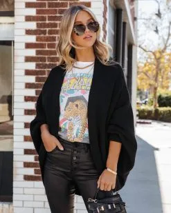 Mariah Knit Dolman Sleeve Cardigan - Black - FINAL SALE