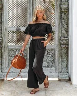 VINT-001 Mariela Cotton Pocketed Pants - Black - FINAL SALE -clothes Sales MarielaTwoPieceSet137